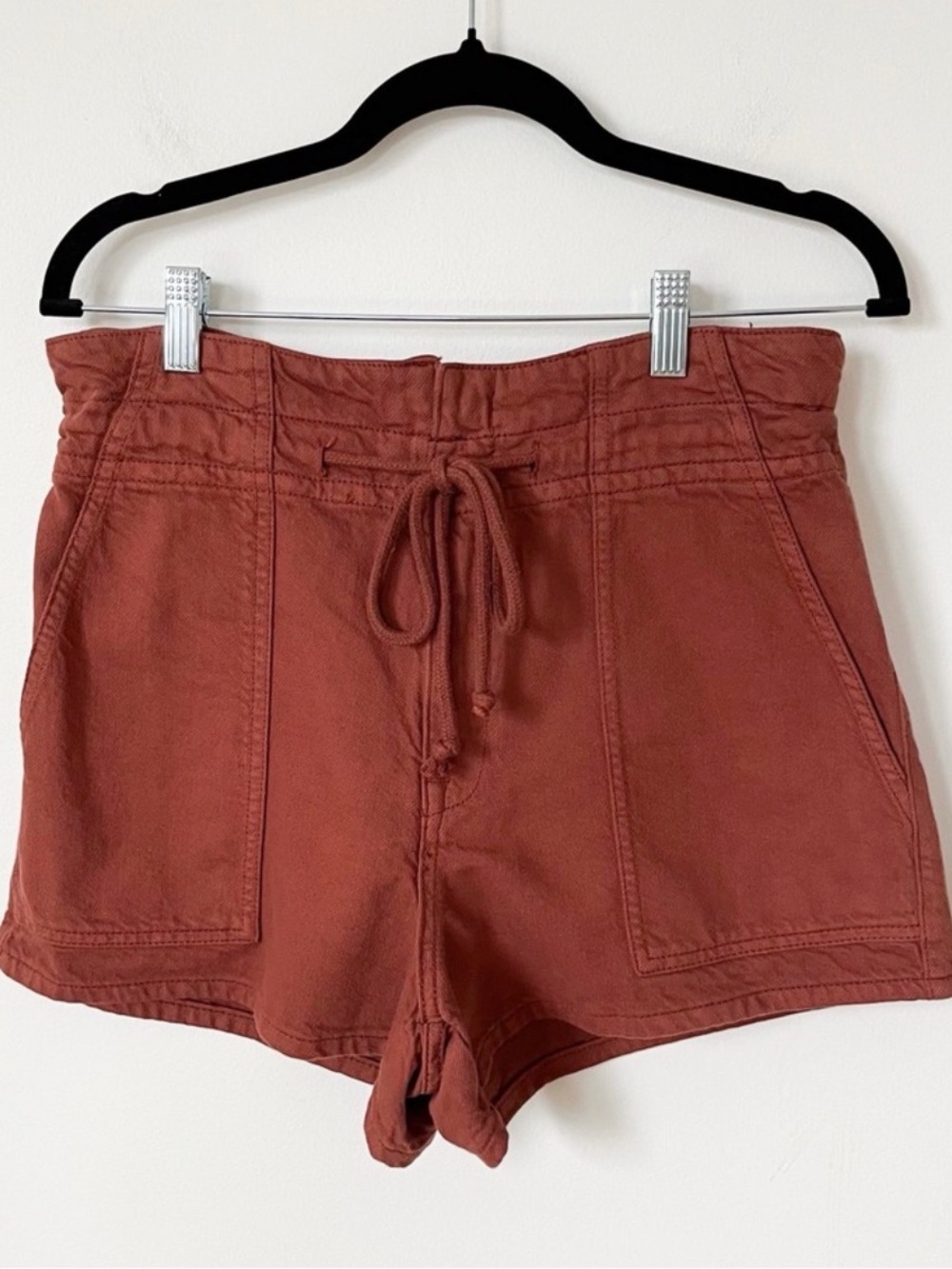 Ba&sh Habo tie-waist drawstring cotton shorts rust brown